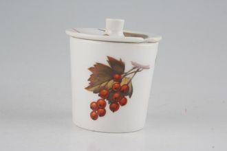 Sell Royal Worcester Evesham - Gold Edge Mustard Pot + Lid Straight sided/Severn Shape/Flat Lid - Redcurrants and Blackberries