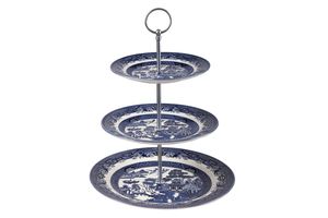 Churchill Blue Willow 3 Tier Cake Stand