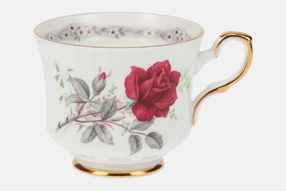 Royal Stafford Roses To Remember - Red Teacup Fluted, gold line centre of handle 3 1/4" x 2 3/4"