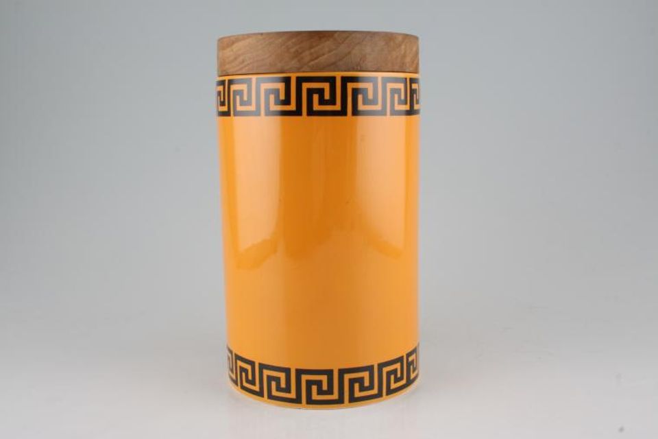 Portmeirion Greek Key - Orange + Black Storage Jar + Lid Size represents height without lid 7 1/2"
