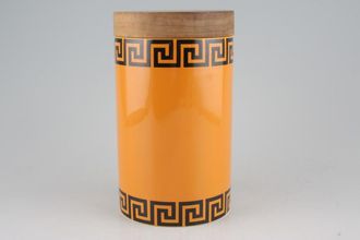 Portmeirion Greek Key - Orange + Black Storage Jar + Lid 6 1/4"