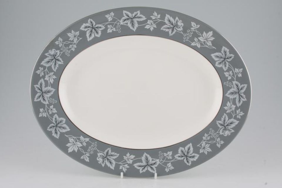 Wedgwood Moselle - Grey Oval Platter 13 3/4"