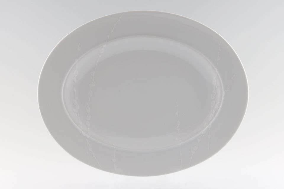 Denby White Trace Oval Platter 13 3/4"