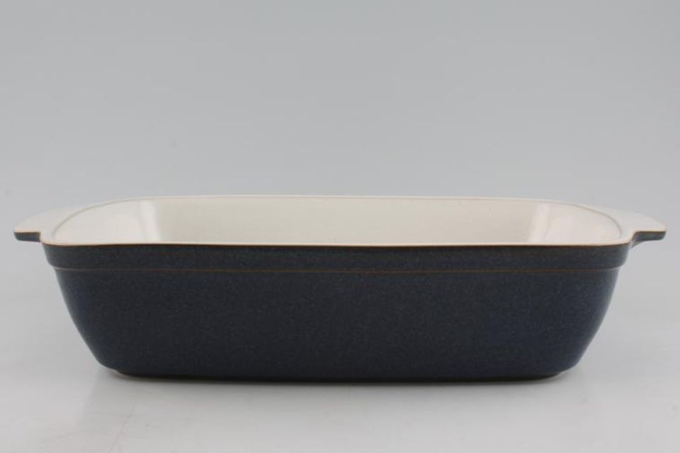 Denby Blue Jetty Serving Dish Oblong, Handled - White Inside/Indigo Outside 14 1/4" x 8 3/4"