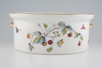 Royal Worcester Strawberry Fair - Gold Edge Porcelain Casserole Dish Base Only 7pt