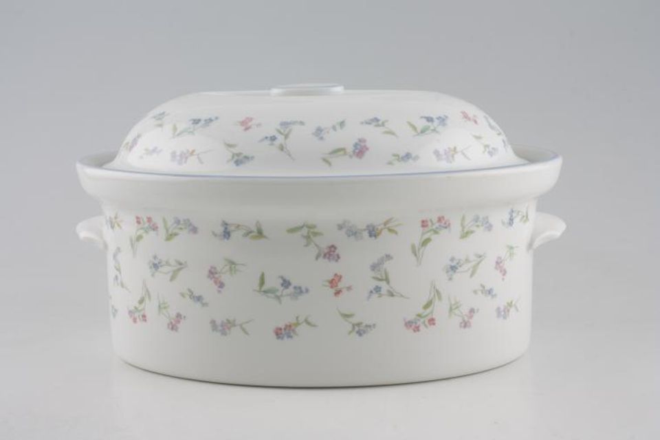 Royal Worcester Forget me not Casserole Dish + Lid Oval / Not Ribbed / OTT 4pt