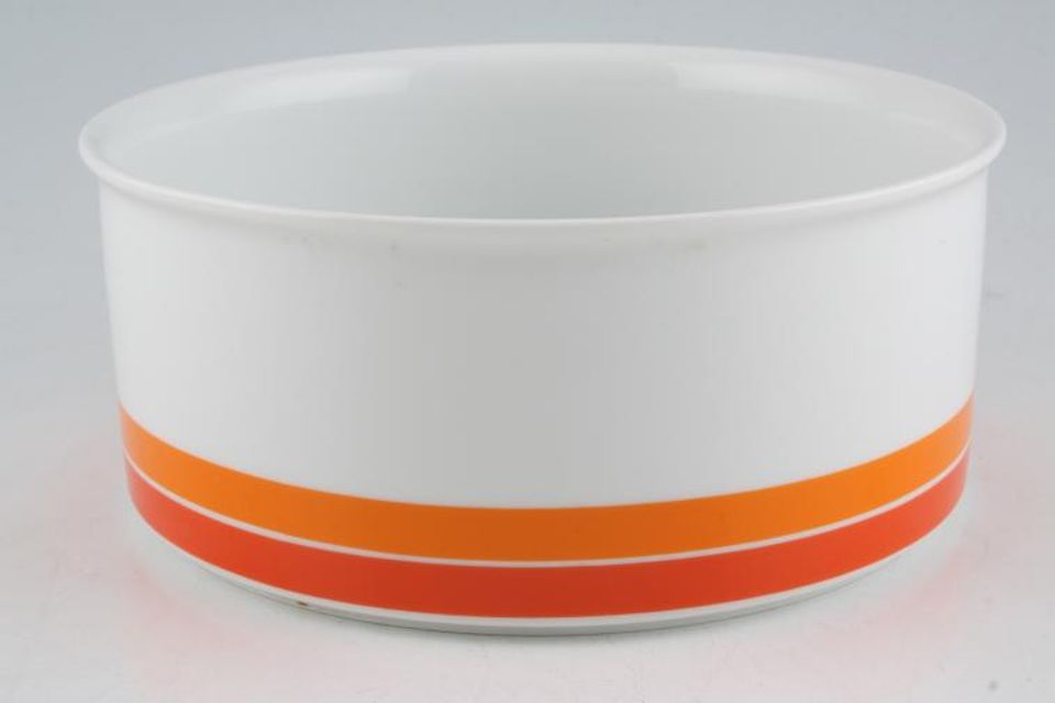 Thomas White with Red and Orange Bands Serving Bowl 7 5/8"