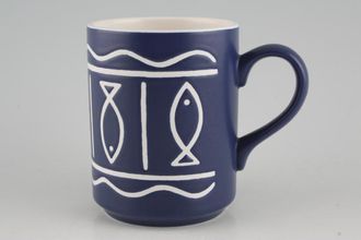 Sell Hornsea Oceana Mug White on Blue 3 1/4" x 4"