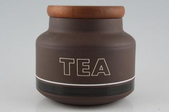 Hornsea Contrast Storage Jar + Lid Wooden Lid - Tea on jar 3 1/2" x 4 1/4"