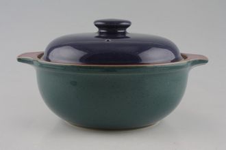 Denby Harlequin Casserole Dish + Lid Round - Eared - Green outer/Red inner/Blue Lid 3pt