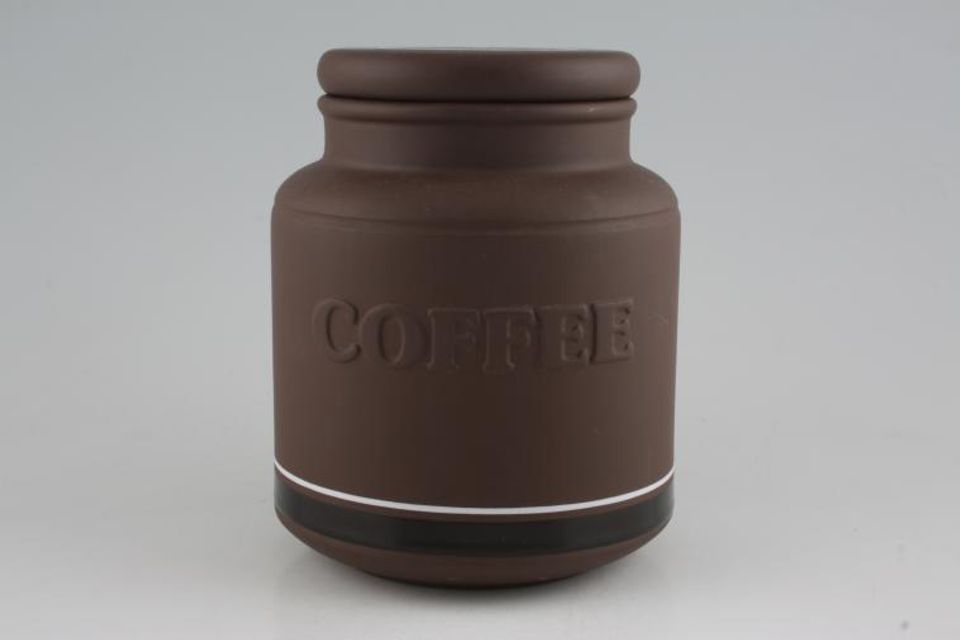 Hornsea Contrast Storage Jar + Lid Ceramic Lid - Coffee embossed on jar 4" x 6"