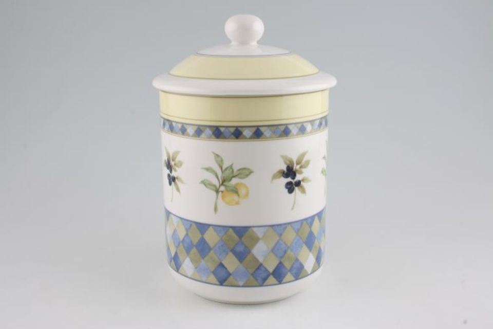 Royal Doulton Carmina - T.C.1277 Storage Jar + Lid Size Represents Height Without Lid 7"