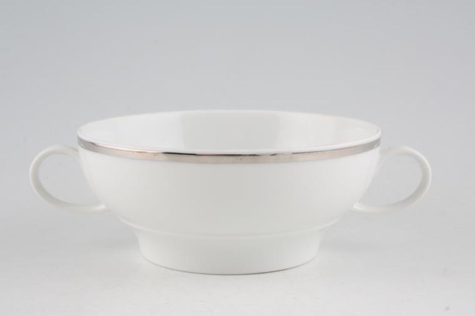 Thomas White with Rim and Silver Line Soup Cup 2 handles