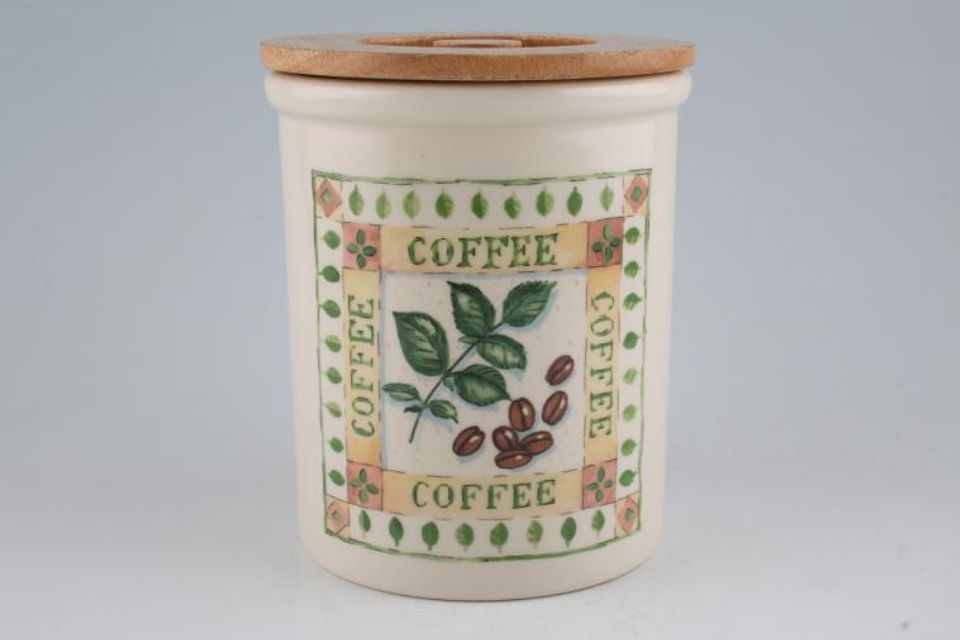 Cloverleaf Antique Herbs Storage Jar + Lid Coffee 4 3/4" x 5 1/2"