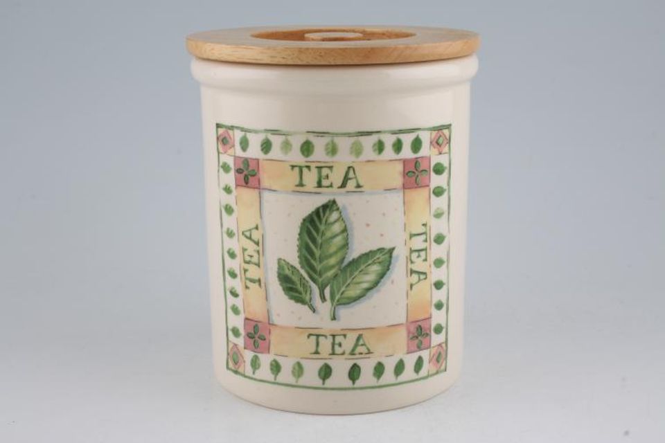 Cloverleaf Antique Herbs Storage Jar + Lid Tea 4 3/4" x 5 1/2"