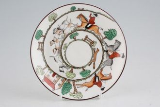 Sell Crown Staffordshire Hunting Scene Coffee Saucer For can - 2 1/2" well, Shallow 5 1/2"