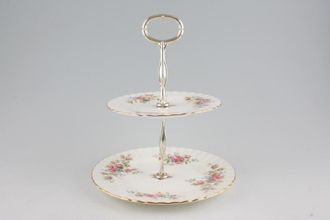 Sell Royal Albert Moss Rose Cake Stand 2 TIER, 8 1/4'' & 6 1/4'' PLATES