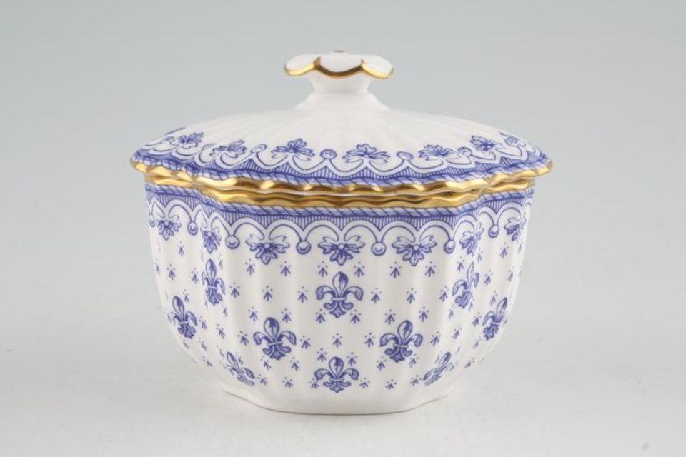 Spode Fleur de Lys - Blue - Y8356 Sugar Bowl - Lidded (Tea)