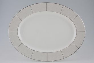 Wedgwood Shagreen Oval Platter White - Platinum Edge 15 1/4"