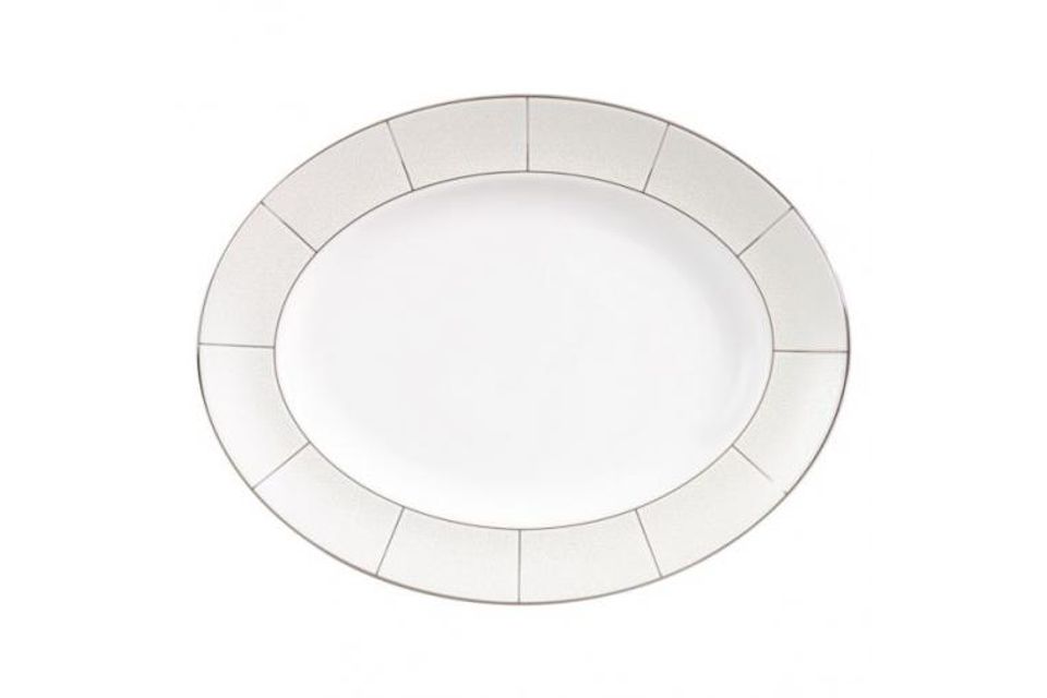 Wedgwood Shagreen Oval Platter White - Platinum Edge 13 3/4"
