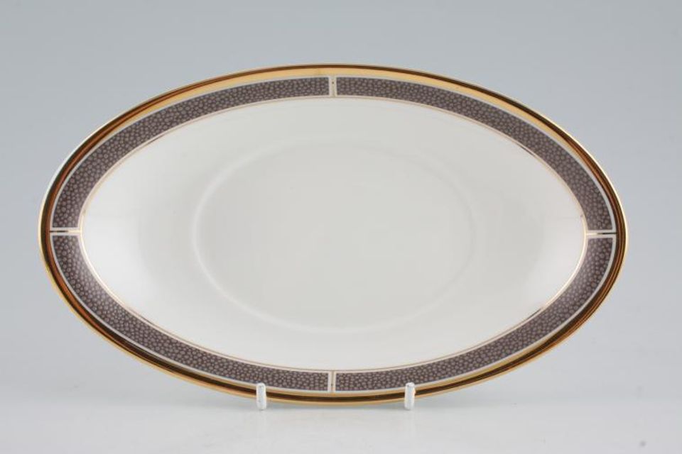 Wedgwood Shagreen Sauce Boat Stand Cocoa - Gold Edge