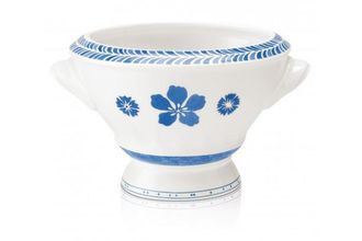 Villeroy & Boch Farmhouse Touch Bowl Blueflowers Relief - Footed, Handled - Size Includes Handles 6 3/4"