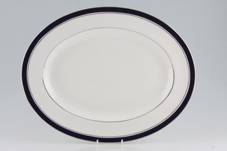 Royal Worcester Howard - Cobalt Blue - silver rim Oval Platter Made Abroad 15 1/4"