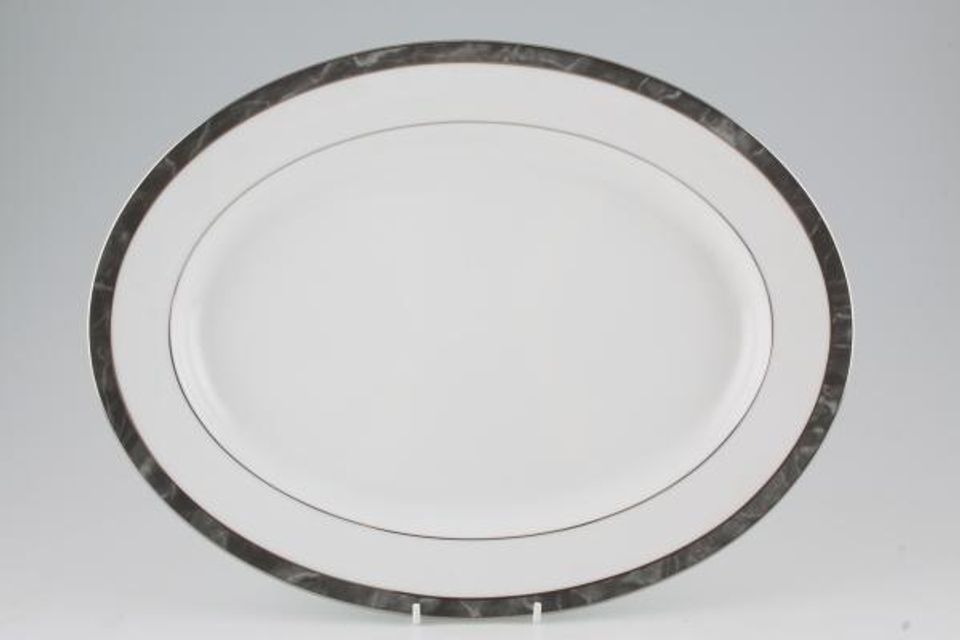 Noritake Marble Grey Oval Platter 16"