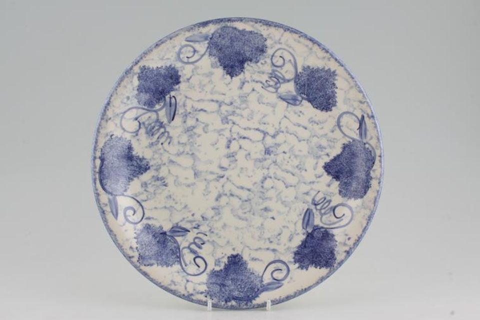 Poole Blue Leaf Dinner Plate Mottled pattern background 10 3/4"