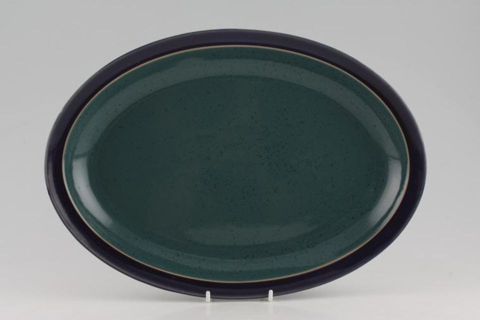 Denby Harlequin Oval Platter Green Inner - Blue Outer 13"