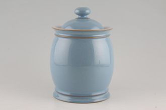 Denby Colonial Blue Storage Jar + Lid Barrel shape. Size represents height. Size excludes lid 6"
