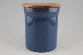Denby Imperial Blue Storage Jar + Lid Straight Sided | Wooden Lid 5 1/4" x 6 1/4"