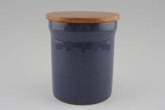 Denby Imperial Blue Storage Jar + Lid Straight Sided | Wooden Lid 4 1/2" x 5 1/2"