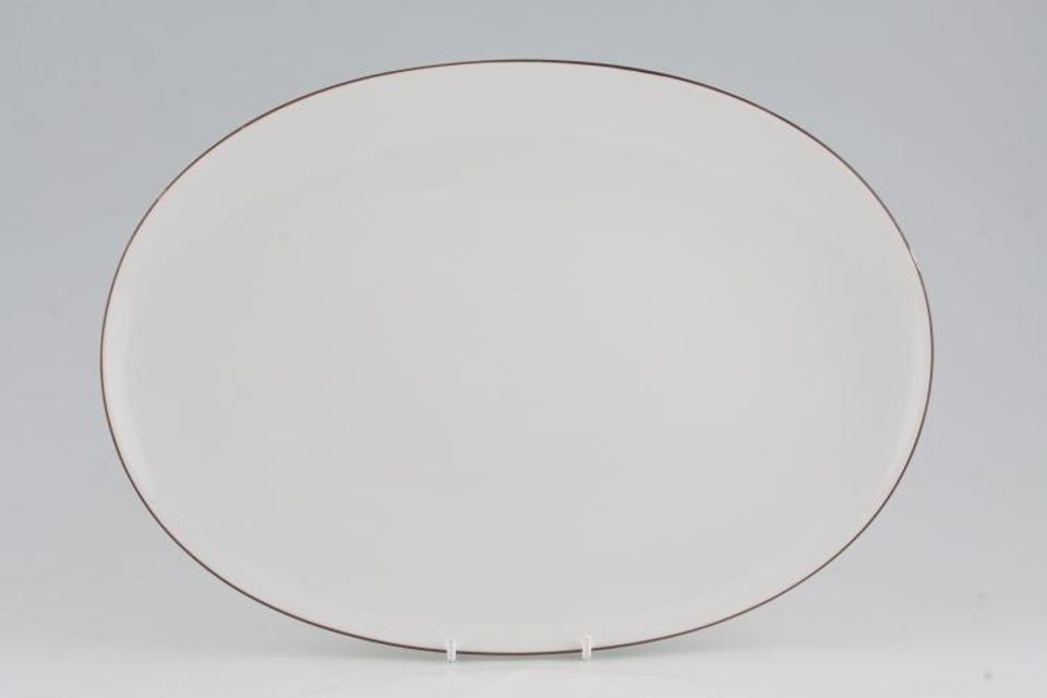 Thomas White with Thin Brown Line Oval Platter 13"