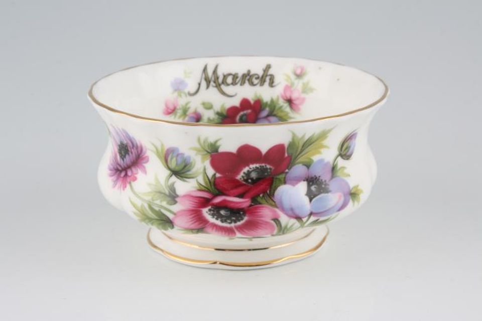 Royal Albert Flower of the Month Series - Montrose Shape Sugar Bowl - Open (Tea) March - Anemones 4 1/4"