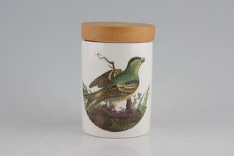 Portmeirion Birds of Britain - Backstamp 1 - Old Storage Jar + Lid Greenfinch 2 3/8" x 3 1/8"