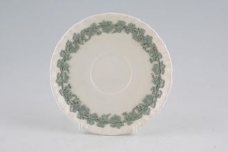 Wedgwood Queen's Ware - Green Vine on Cream - Plain Edge Coffee Saucer For Coffee Cans 5"