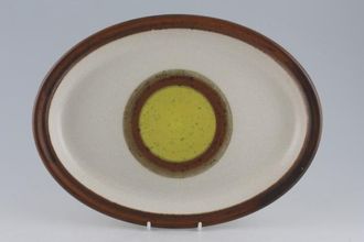 Denby Potters Wheel - Green and Yellow Centre Oval Platter Yellow Centre 12"