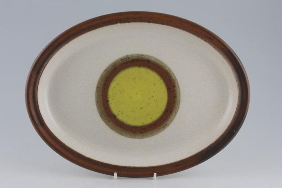 Denby Potters Wheel - Green and Yellow Centre Oval Platter Yellow Centre 12"