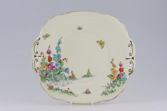 Sell Crown Staffordshire Hollyhock Cake Plate Square, Eared. Wavy Edge 10"