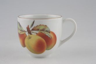 Royal Worcester Evesham - Gold Edge Coffee Cup Gold line in centre of handle, Apricot and Cherries. Use 4 1/2" coffee saucers. 2 1/4" x 2 1/8"