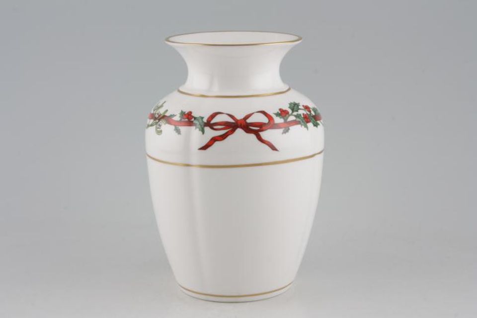 Royal Worcester Holly Ribbons Vase 6"