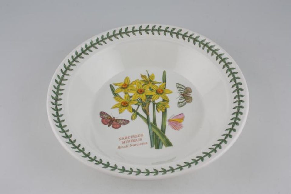 Portmeirion Botanic Garden Rimmed Bowl Narcissus Minimus - Small Narcissus - named - pattern on rim 8 1/2"