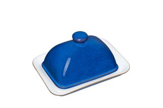 Denby Imperial Blue Butter Dish + Lid Knob on Lid