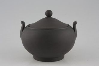 Wedgwood Black Basalt Sugar Bowl - Lidded (Tea) Rounded Shape - Squat