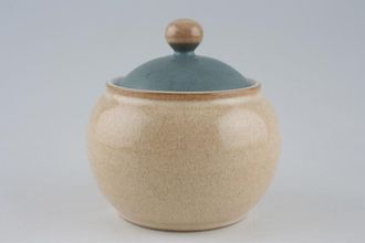 Denby Luxor Sugar Bowl - Lidded (Coffee) Squat - Sand Base & Green Lid