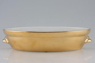 Royal Worcester Gold Lustre - Pie Crust Edge Casserole Dish Base Only Oval, shape 21, size 2 1 1/2pt