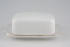 Thomas Medaillon Gold Band - White with Thin Gold Line Butter Dish + Lid Base Size 6 1/2" x 5" thumb 1