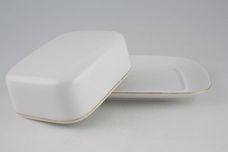 Thomas Medaillon Gold Band - White with Thin Gold Line Butter Dish + Lid Base Size 6 1/2" x 5" thumb 2