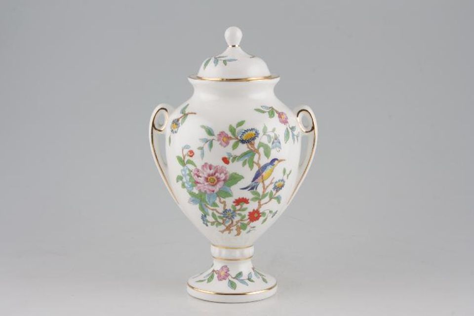 Aynsley Pembroke Vase Portland(urn style with lid), gold rim 8 1/2"